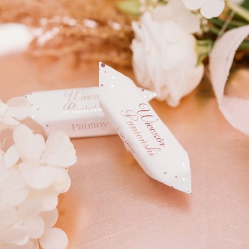 KRÓWKI personalizowane z połyskującym napisem Rose Gold 12szt