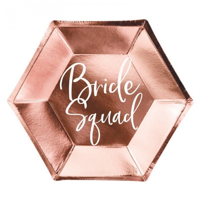 Talerzyki papierowe Bride Squad Ø23cm 6szt RÓŻOWE ZŁOTO