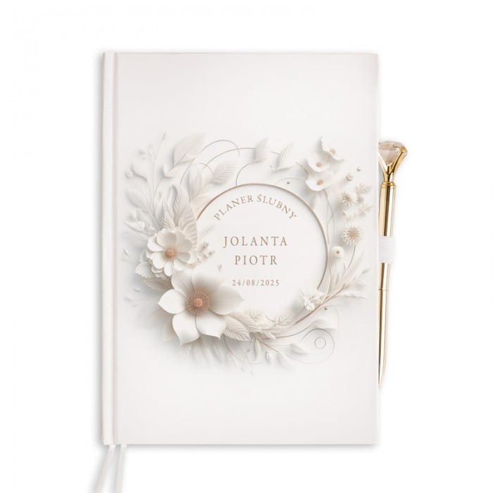 PLANER ślubny w twardej oprawie minimalistyczna okładka z imionami