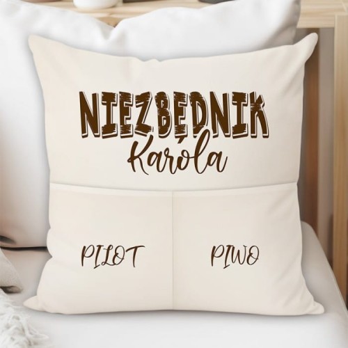 PODUSZKA z kieszeniami niezbędnik personalizowany prezent dla mężczyzny