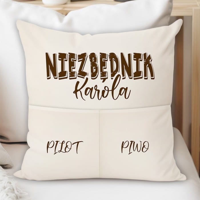 PODUSZKA z kieszeniami niezbędnik personalizowany prezent dla mężczyzny
