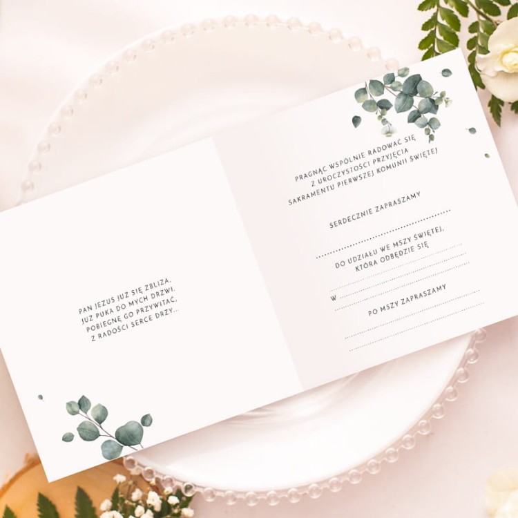 Uniwersalne zaproszenia komunijne do wypisania.