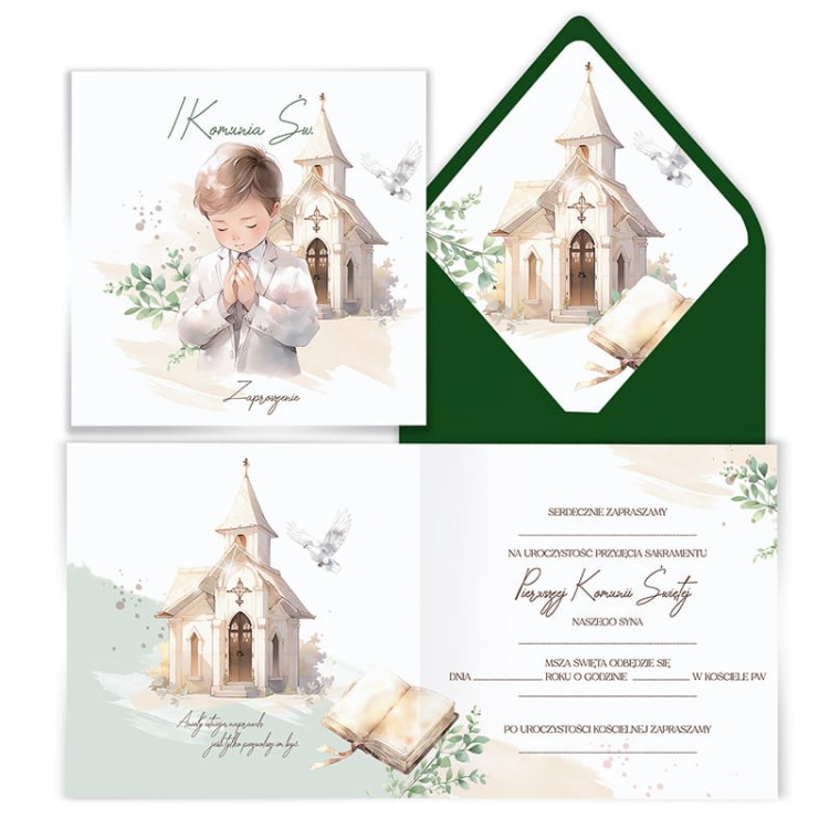 ZAPROSZENIE uniwersalne dla chłopca Komunia Święta