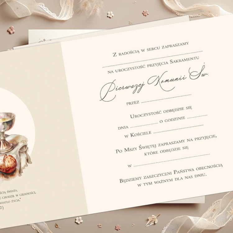 Zaproszenie komunijne do wypisania.