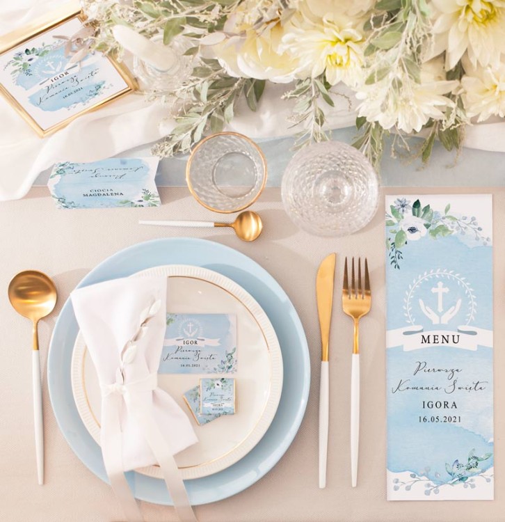 Personalizowana papeteria komunijna.