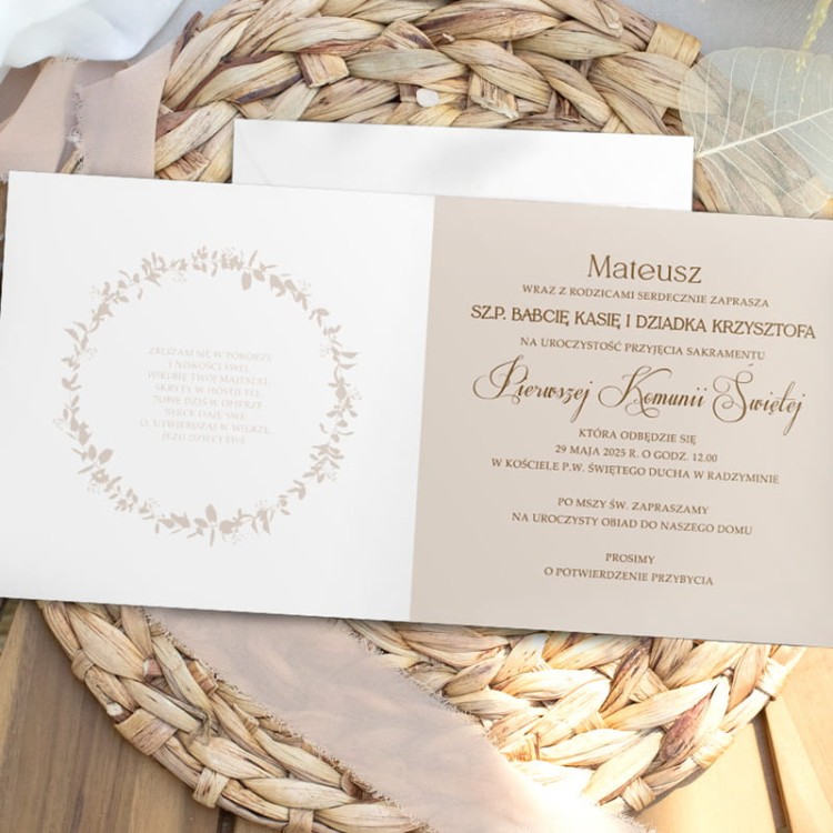 Zaproszenie z imieniem chłopca.