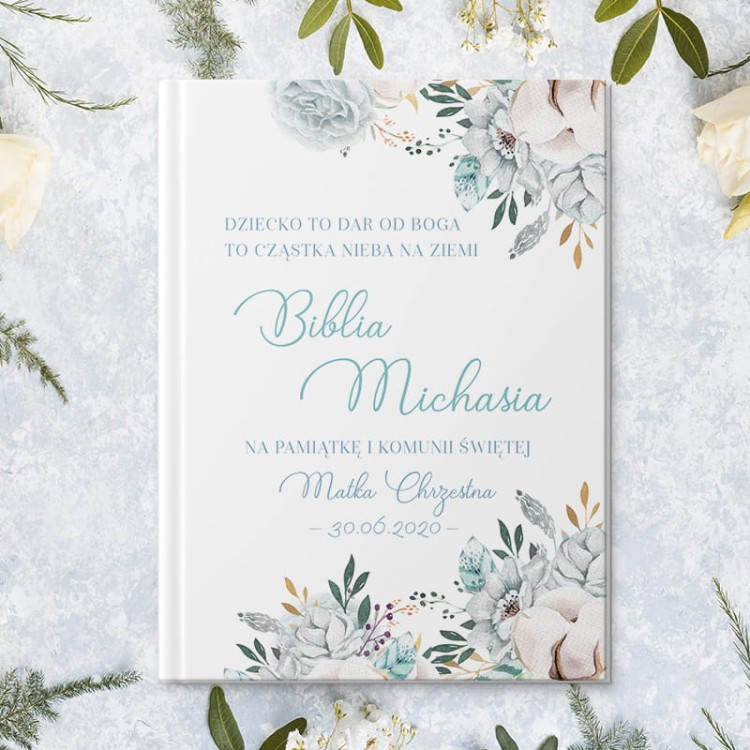 Biblia personalizowana dla dziecka na I Komunię Św.