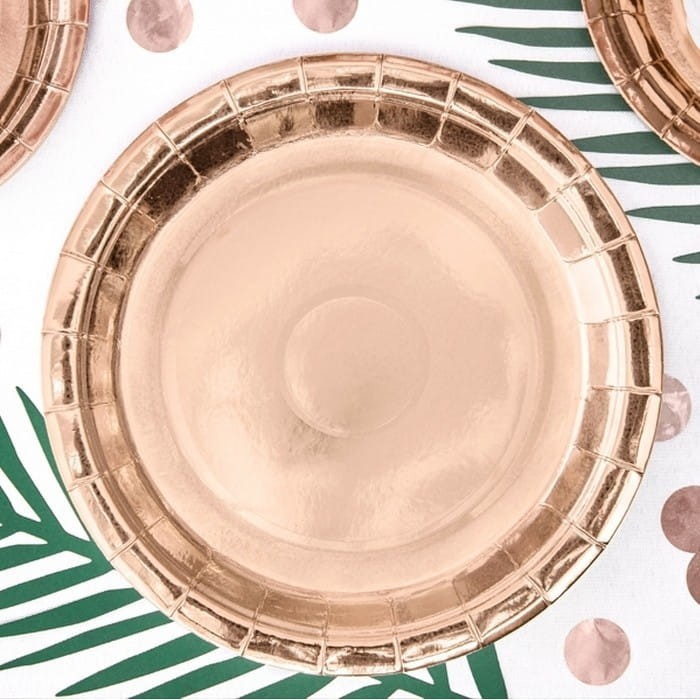 TALERZYKI papierowe metalizowane Ø23cm 6szt ROSEGOLD