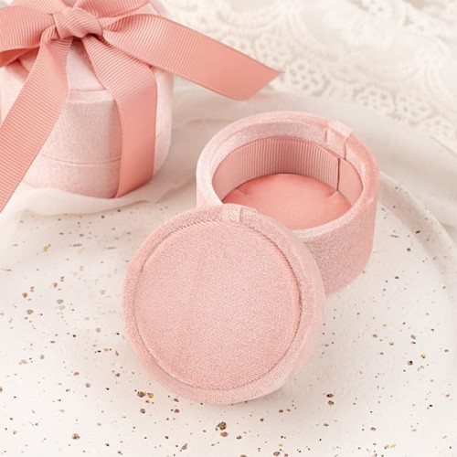 PUDEŁKO na Biżuterię Welurowe Różowe