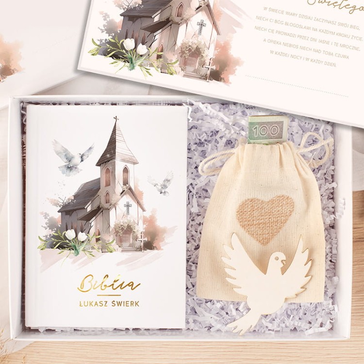 Zestaw na chrzest z personalizowaną Biblią