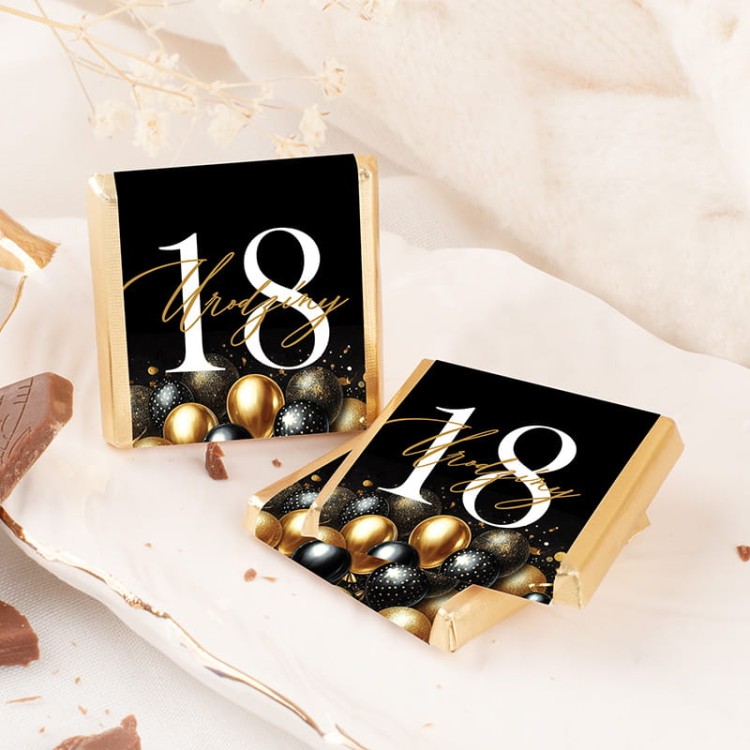 Czekoladki na osiemnastkę podziękowanie dla gości, elegancki i smaczny upominek na urodzinowe przyjęcie