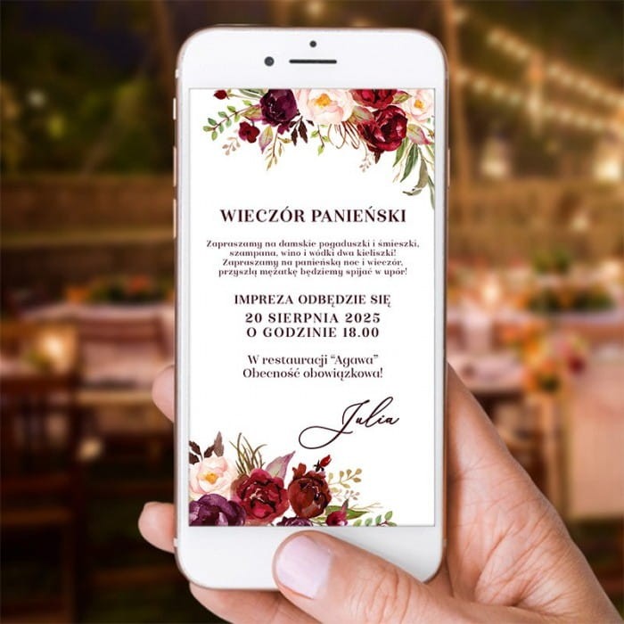 ZAPROSZENIE cyfrowe na wieczór panieński Marsala