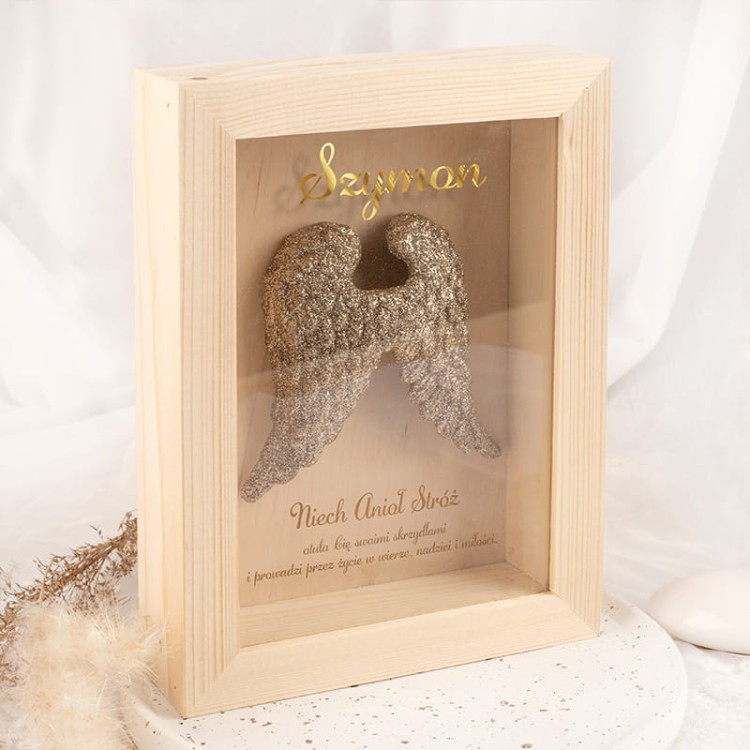 Drewniana skarbonka Pamiątka Komunii Św