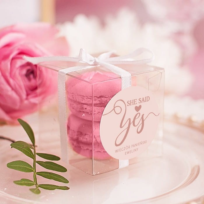 PUDEŁECZKA kwadrat przezroczyste She Said Yes (+etykiety) 10szt.