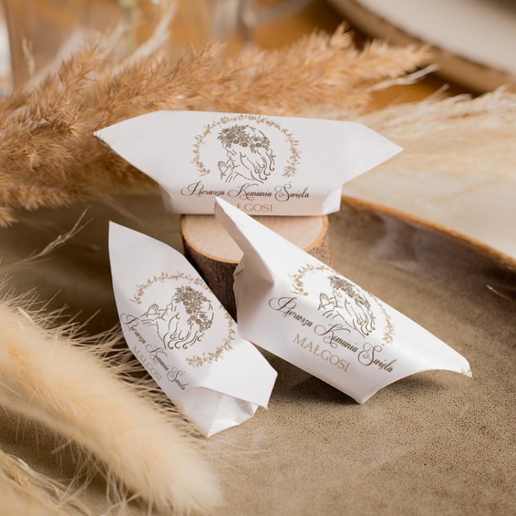 Personalizowane krówki z imieniem na Pierwszą Komunię Świętą