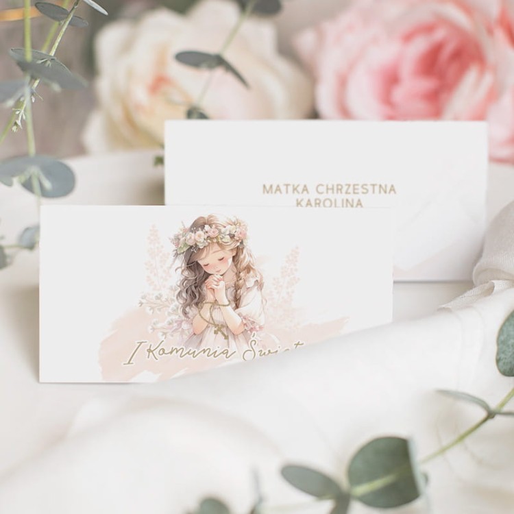 winietki z krówkami Komunia Święta dziewczynki