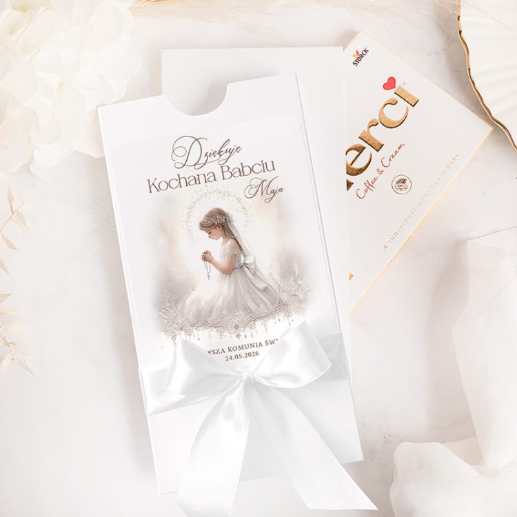 eleganckie podziekowanie komunijne dla dziadkow od dziewczynki z merci