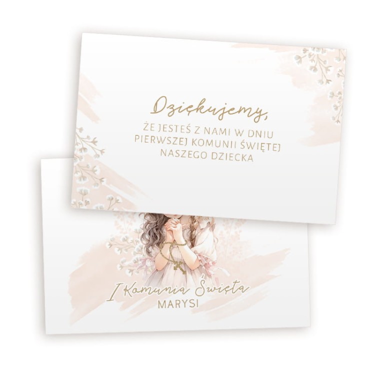 Dwustronny bilecik z tekstem dla gości