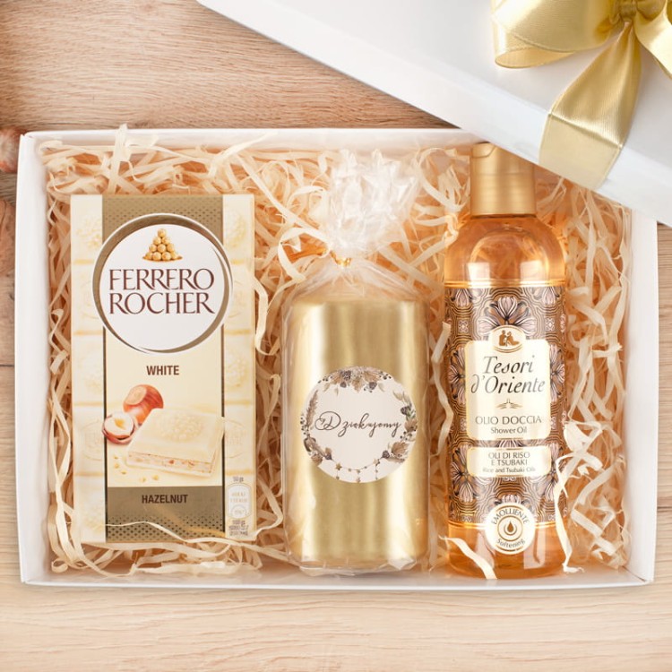 Złoty BOX Prezentowy Na Podziękowania Dla Kobiety