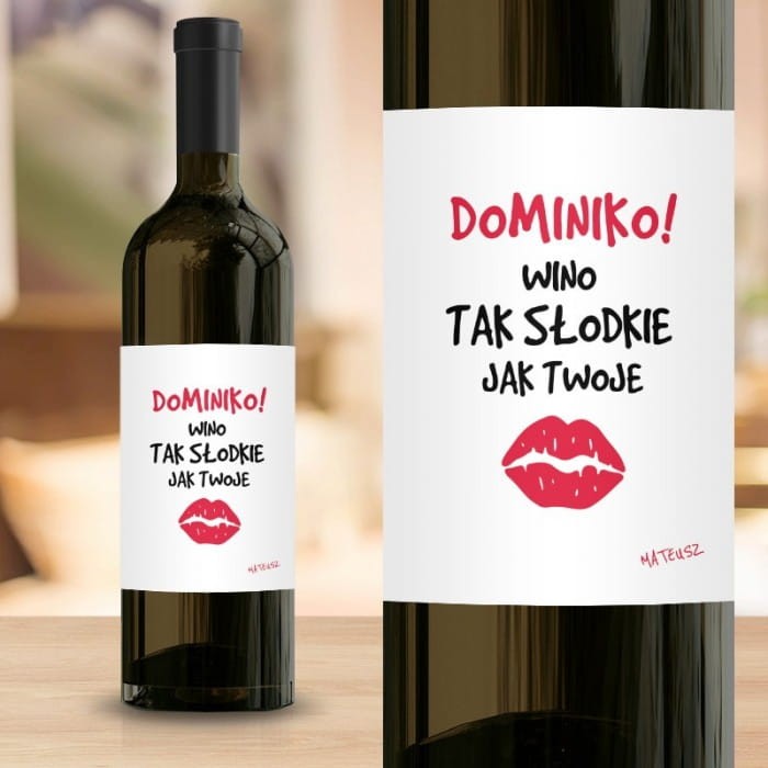 ETYKIETA walentynkowa na wino prezent dla ukochanej