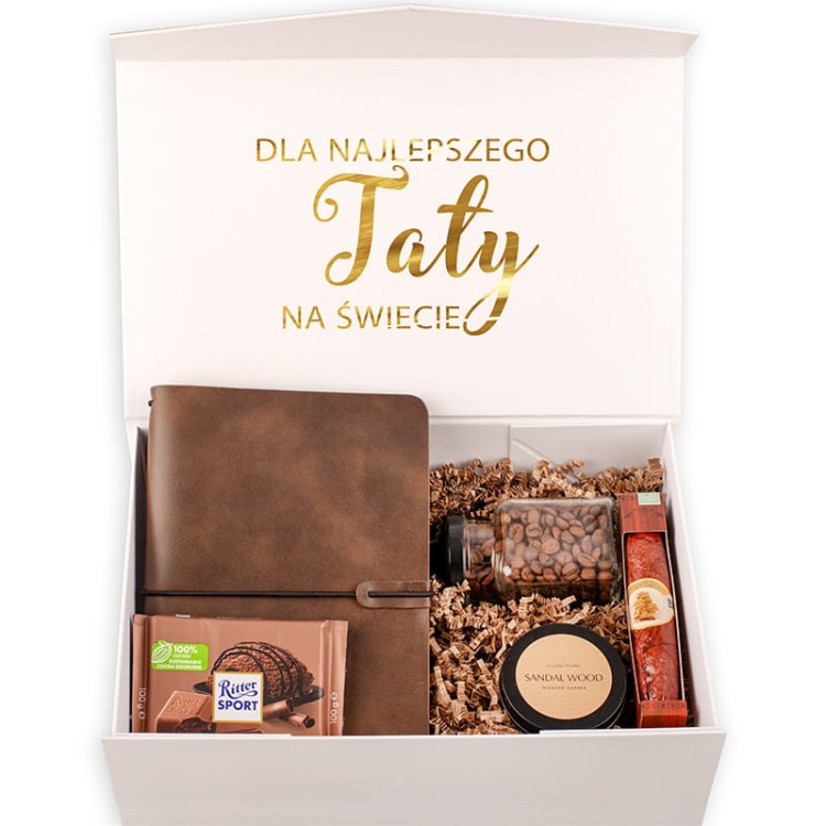 Podziękowanie dla taty z notatnikiem i czekoladowym cygarem