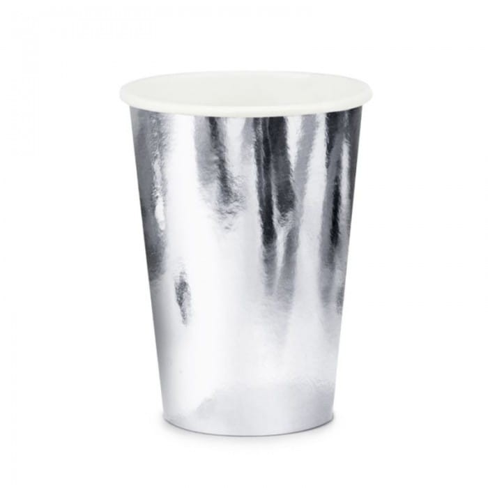 KUBECZKI papierowe metalizowane 6szt SREBRNE