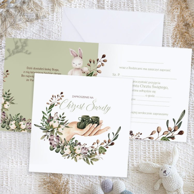 Ilustrowane zaproszenie na uroczystość Chrztu Świętego