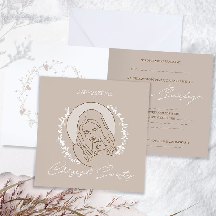 Zaproszenie z motywem chrztu