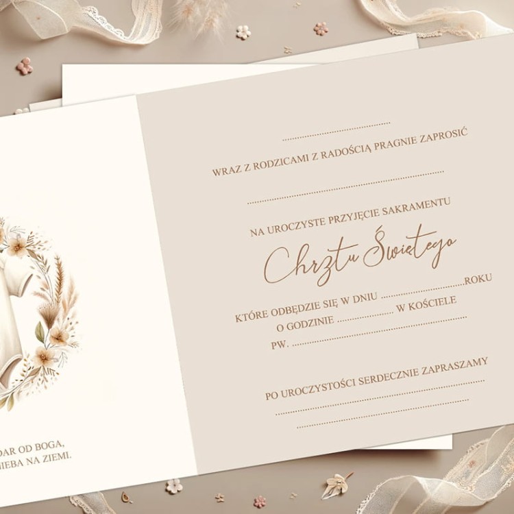 Zaproszenie z motywem chrztu