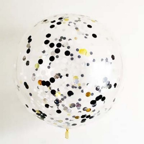 BALON GIGANT Złote Konfetti kółka Ø1m