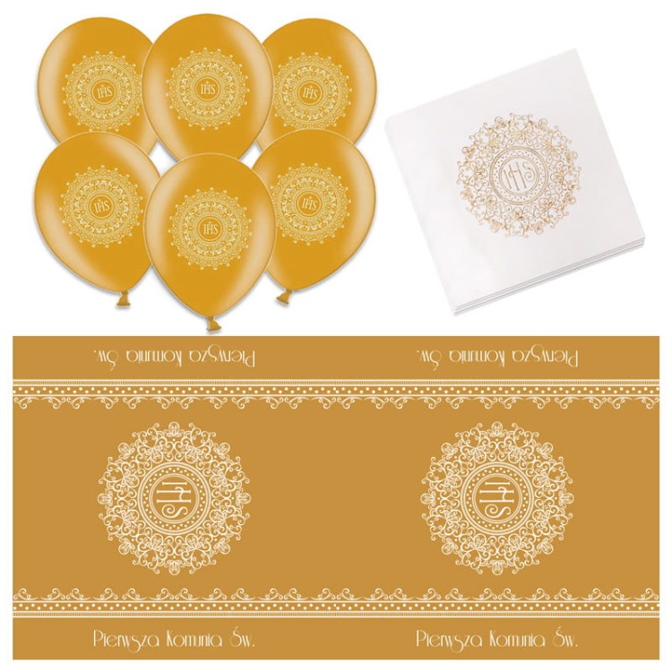 Zestaw w złotych kolorach na Komunię