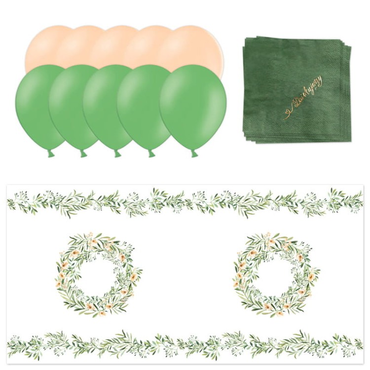 Zielona kompozycja dodatków komunijnych