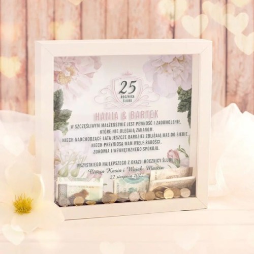 SKARBONKA 3D Prezent Na Rocznicę Ślubu Sweet Roses