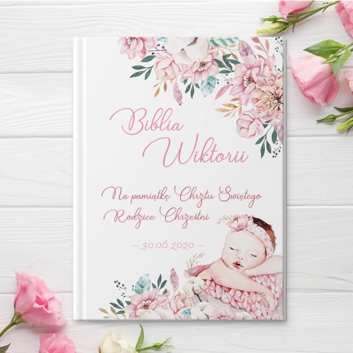 Biblia upominek na Chrzest ze zdobieniem