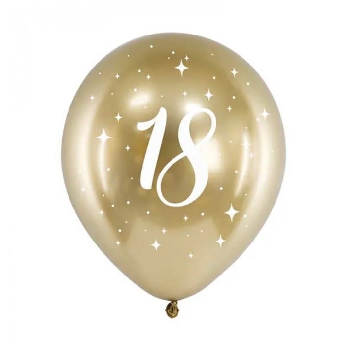 BALONY złote błyszczące 18 urodziny dekoracja sali 6szt.