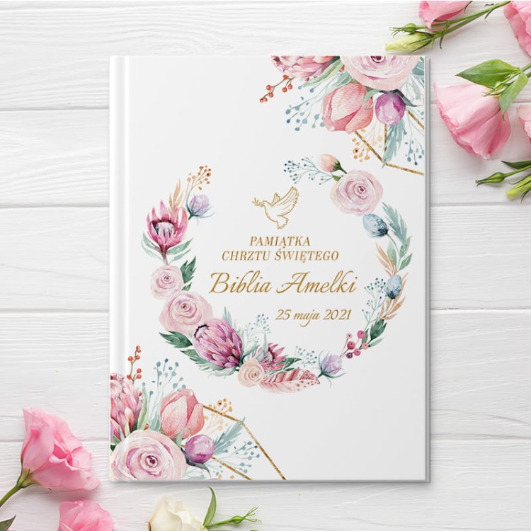 Biblia dziecięca z personalizacją na Chrzest Święty