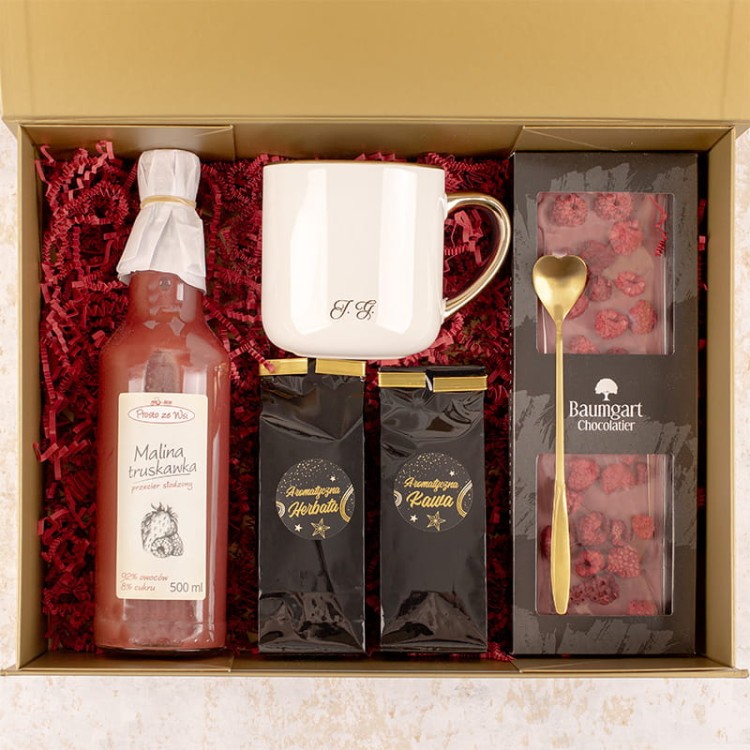 Prezent dla nauczyciela na zakończenie roku, zestaw z kawą i herbatą