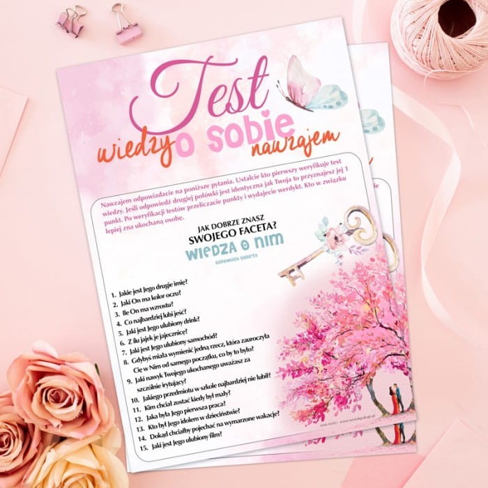 GRA dla pary na Walentynki dla dwojga Test Wiedzy o Sobie