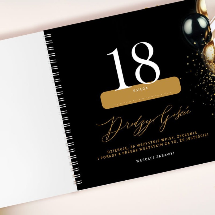 Księga gości na 18 urodziny ankiety z zadaniamiPersonalizowana księga gości na 18 urodziny