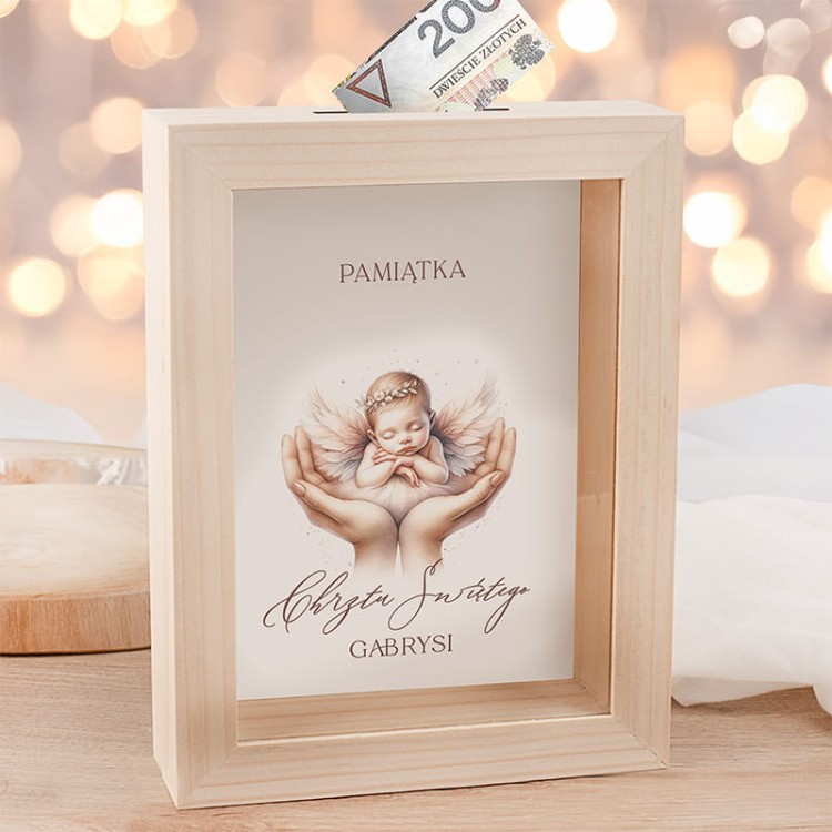 Skarbonka drewniana na chrzest