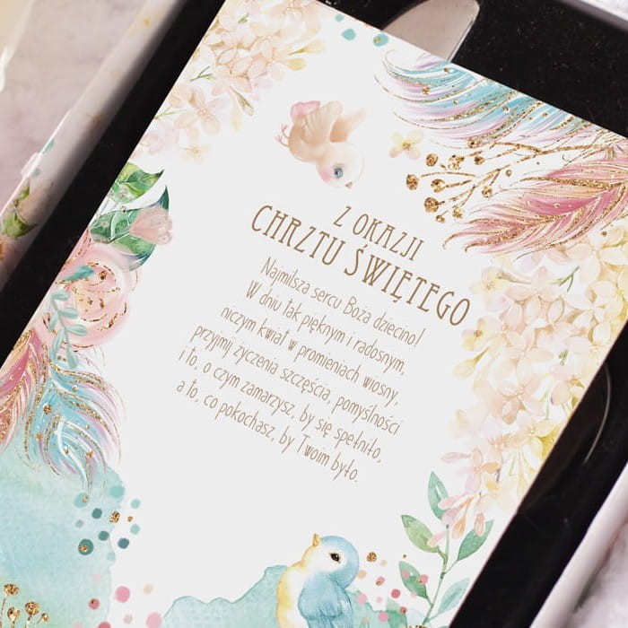 Zestaw sztućców srebrnych na pamiątkę Chrztu Świętego