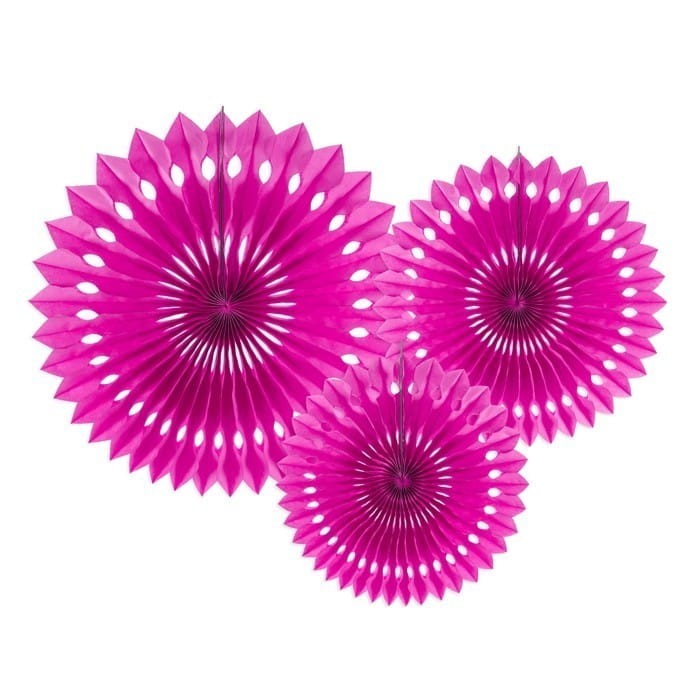 ROZETY dekoracyjne ażurowe 3szt FUKSJA