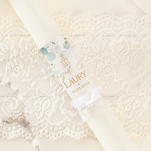 Gromnica chrzcielna z ozdobami