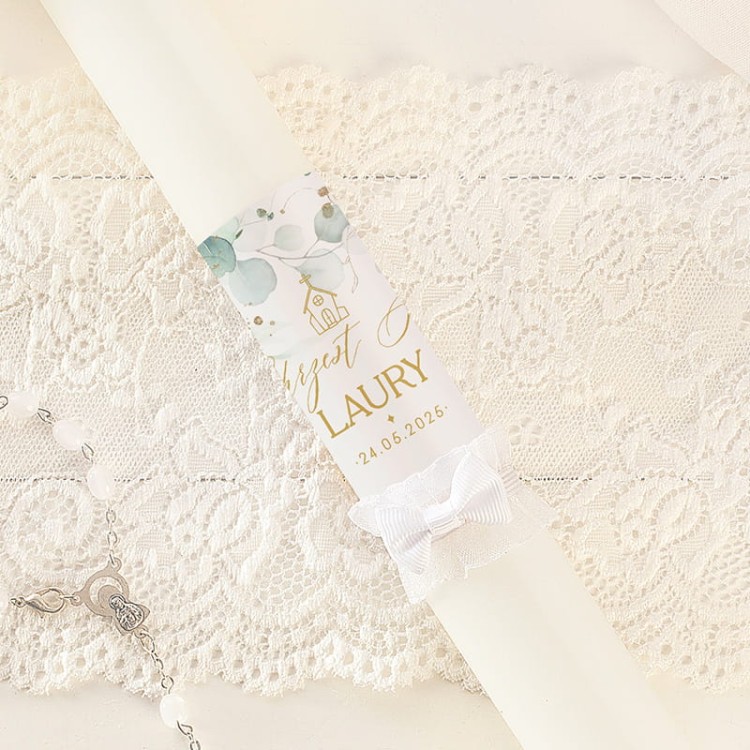 Gromnica chrzcielna z ozdobami