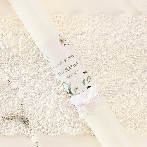 Gromnica na Chrzest delikatne lilie