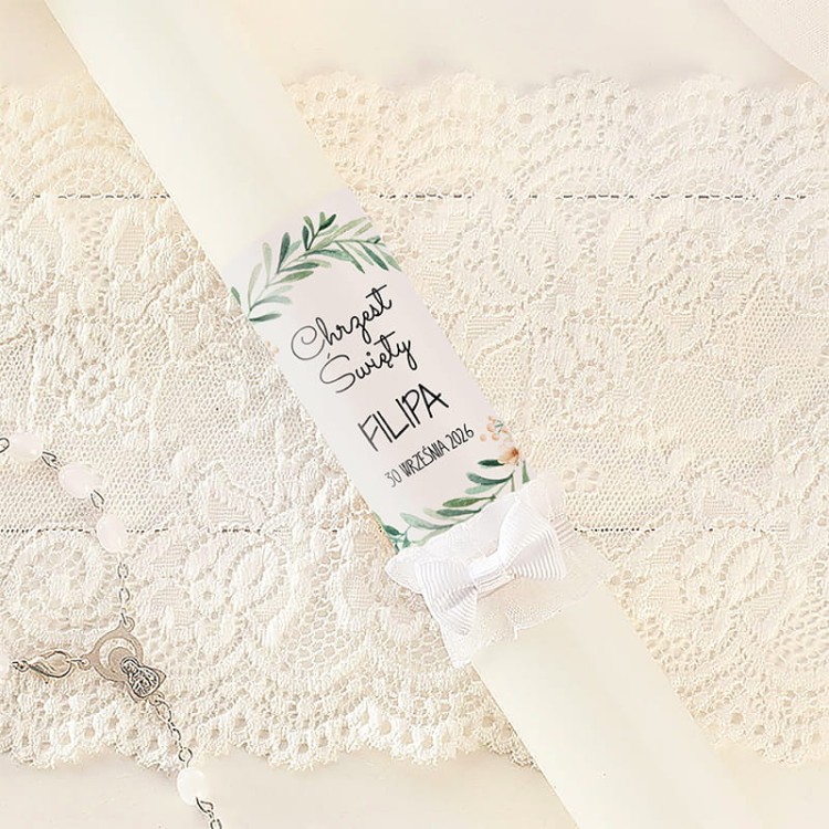 Świeca na Chrzest Święty greenery