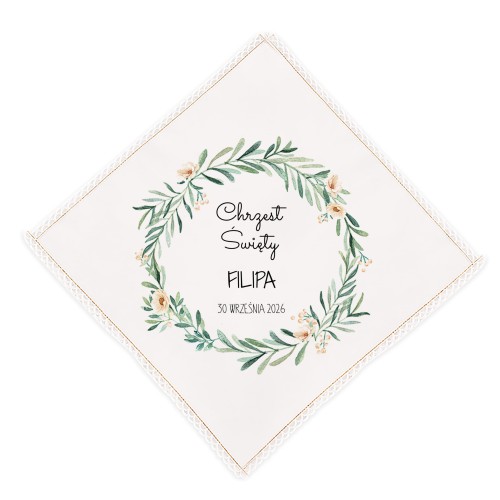 Serwetka chrzcielna z haftem