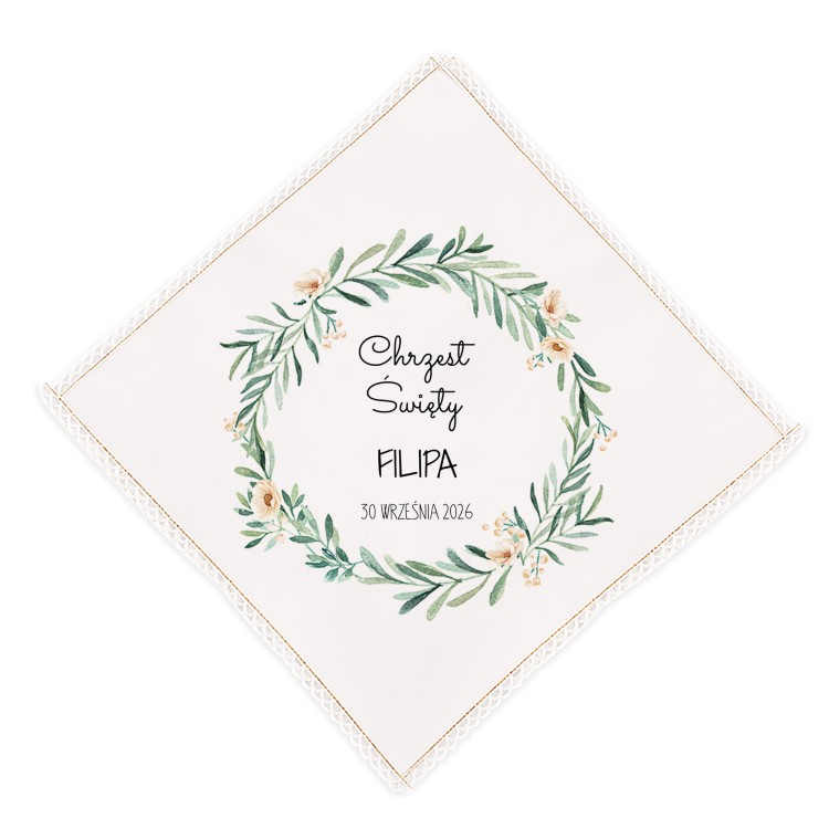 Serwetka chrzcielna z haftem