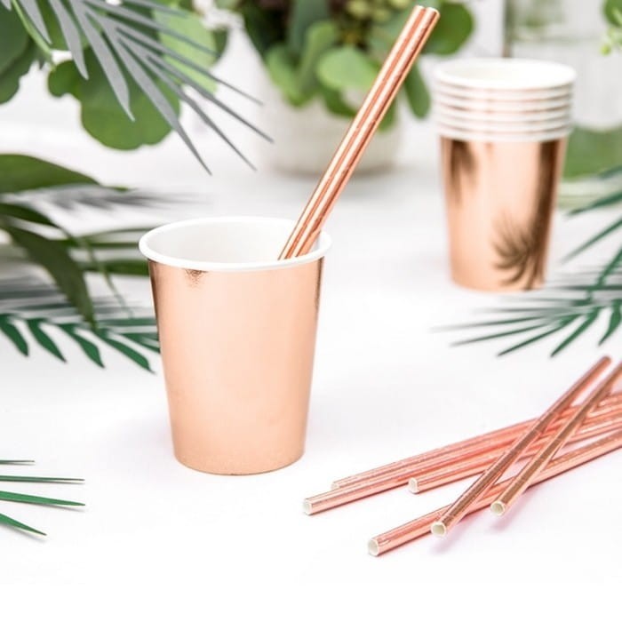 KUBECZKI papierowe metalizowane 6szt ROSEGOLD