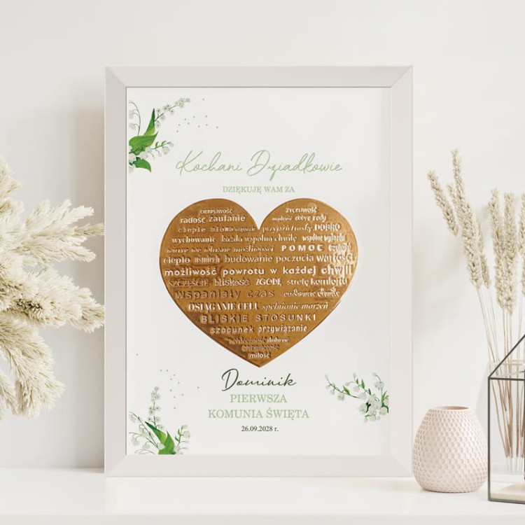 Personalizowane podziękowanie dla chrzestnych na komunie